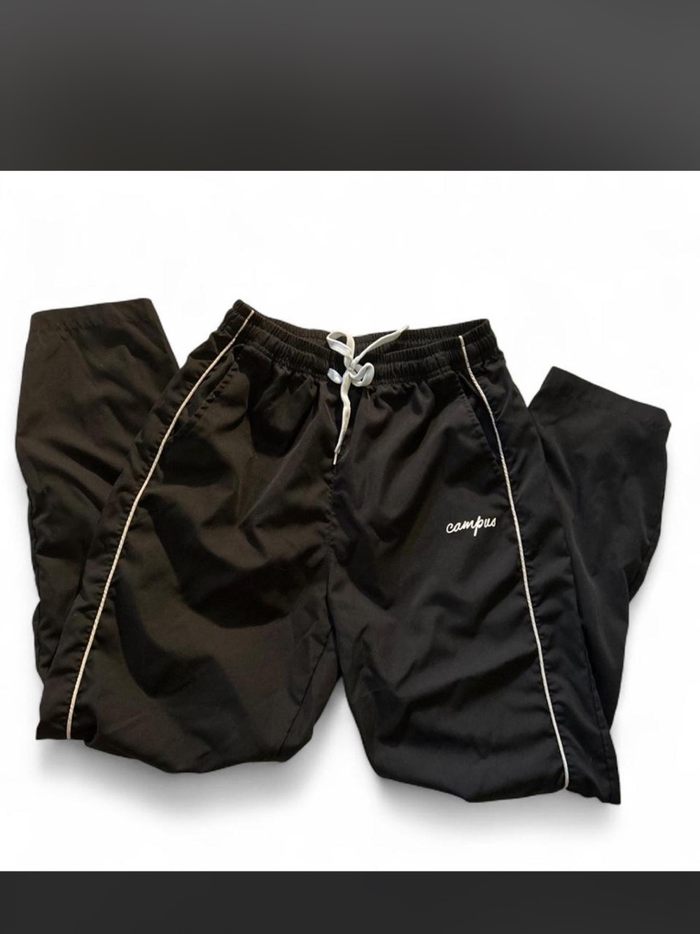 Campus Men's Black Joggers with Contrast Piping